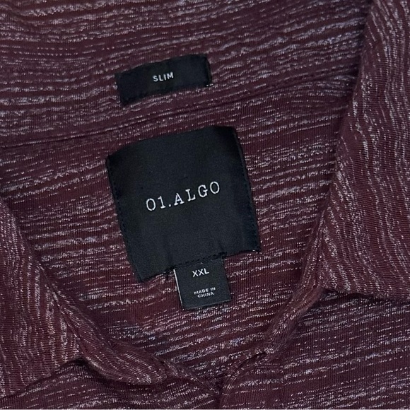 01.Algo Stitch Fix Mens Polo Shirt Size 2XL Maroon Striped Short Sleeve Classic - Picture 6 of 7